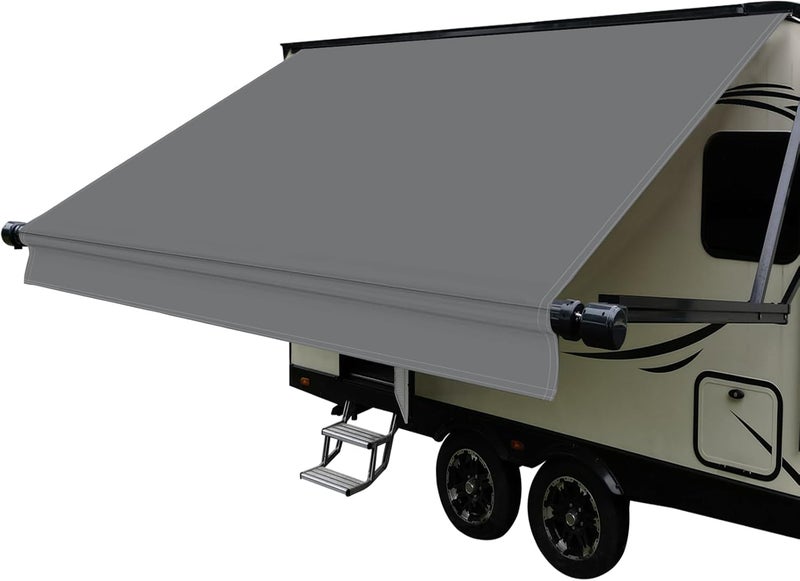 Dulepax RV Awning Fabric Replacement(17'2" Fabric) Heavy Duty 16 oz Vinyl Fabric Awning for Camper, Universal Camper Awning Replacement for All Trailer Awning Brands Grey - Image 1